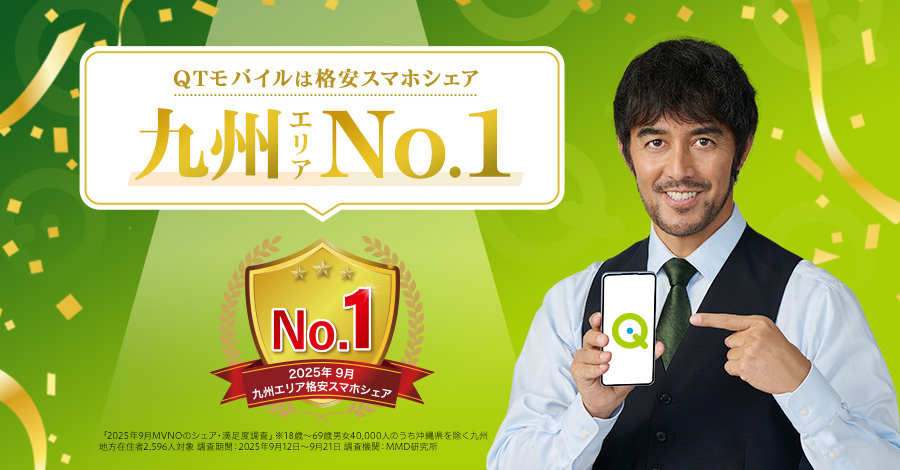 QTモバイルは格安スマホシェア九州エリアNo.1